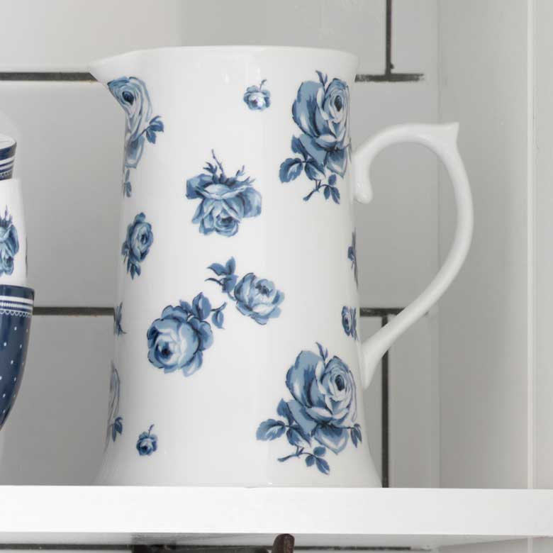 Vintage Indigo Large Floral Jug