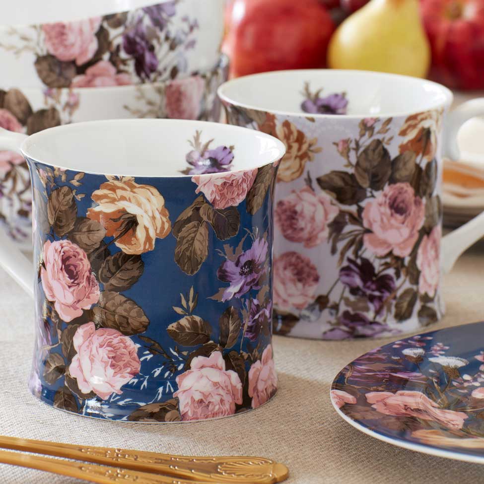 Wild Apricity Grey Floral Tankard Mug