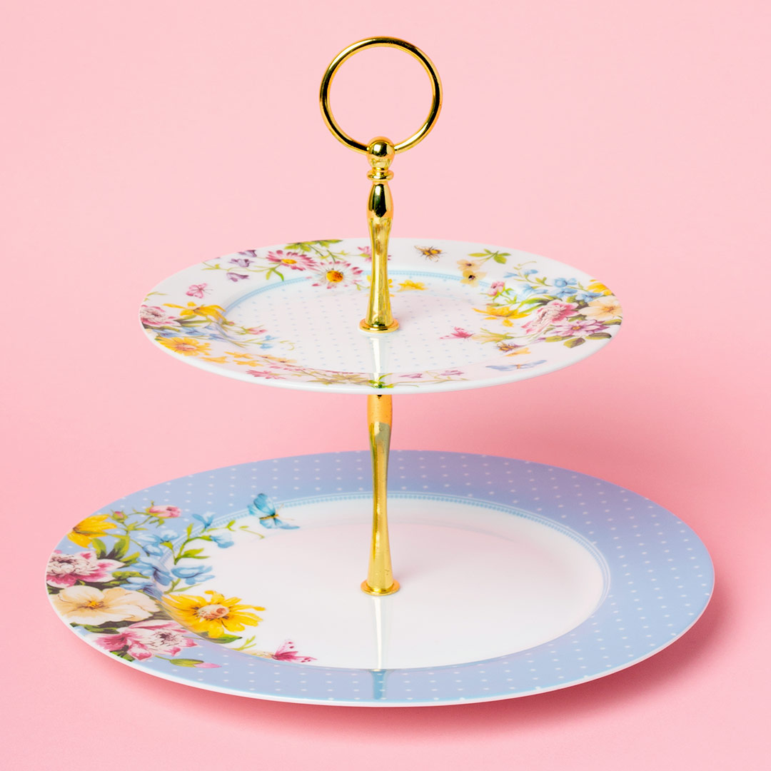 English Garden Two Tier Cake Stand English Garden Two Tier Cake Stand